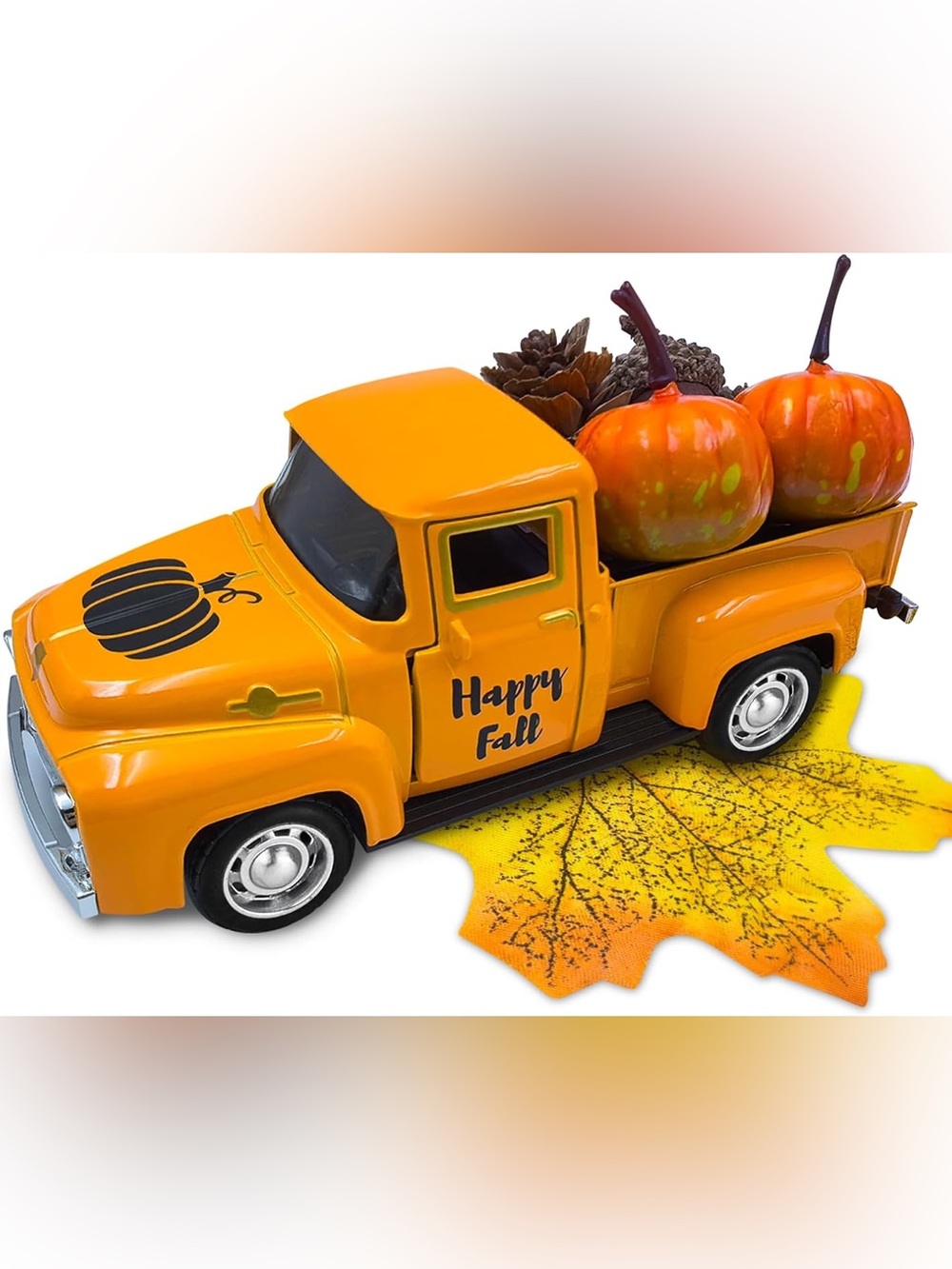 Orange 'Happy Fall' Decorative Pickup Truck Centerpiece